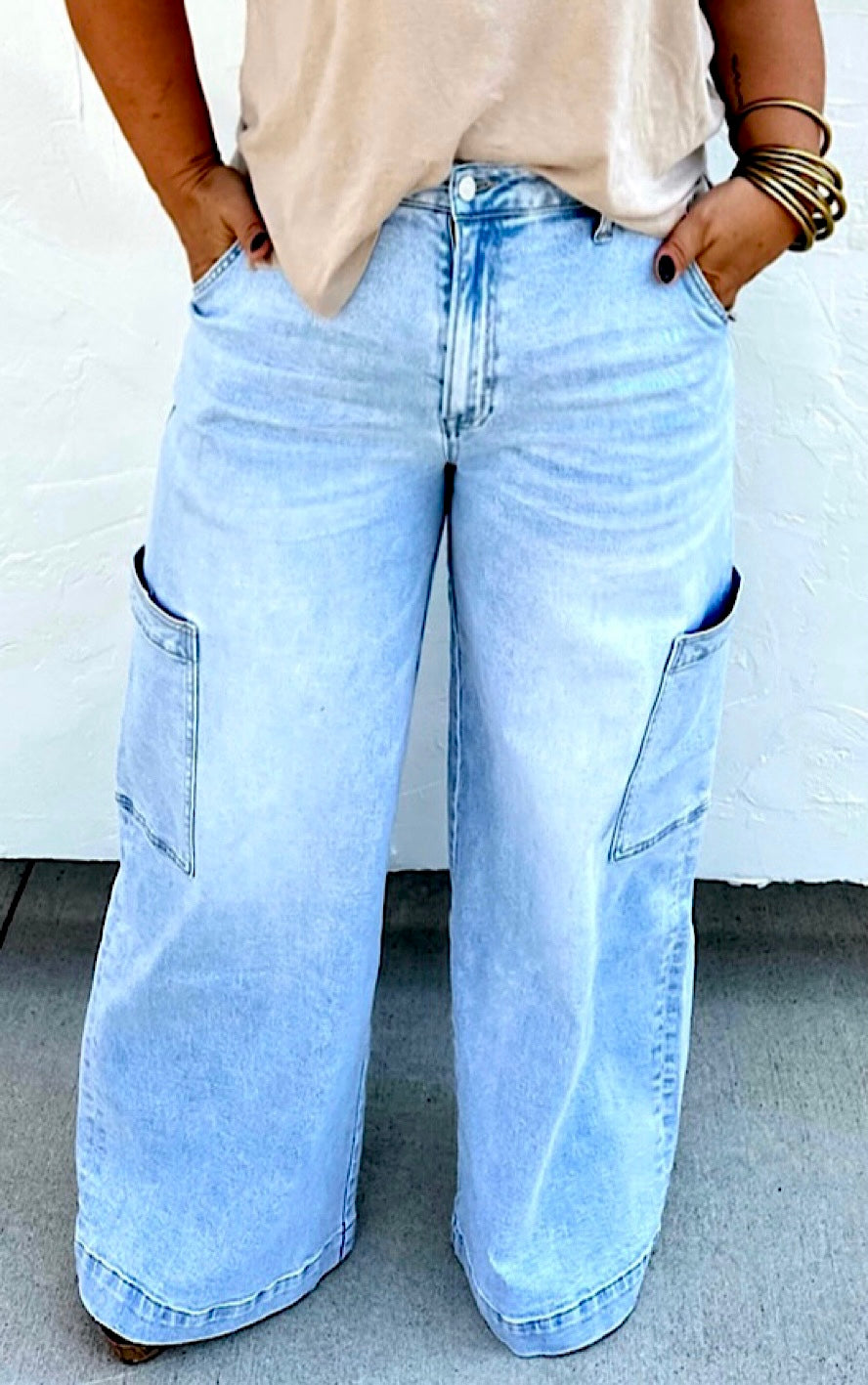 Wide Leg Cargo Jeans by Blakeley, SIZES 1-5X, SHORT & TALL!