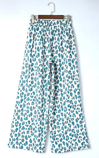 Coastal Comfort Leopard Print Wide Leg Pants