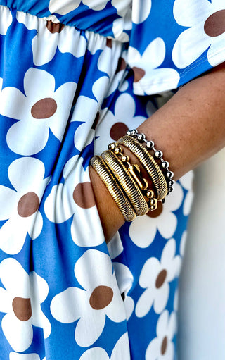 Endless Style Stretchy Bangles, GOLD & SILVER, TWO SIZES