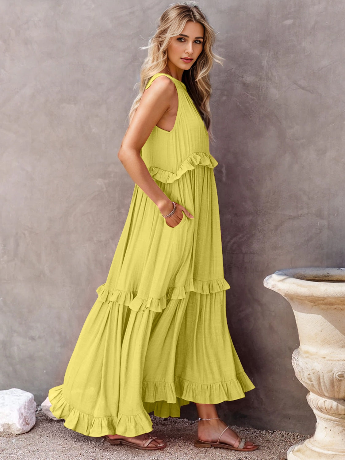 Romantic Story Tiered Maxi Dress, EIGHT COLORS, SM-2X