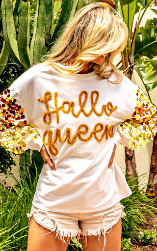 HalloQueen Black Sequin Halloween Top