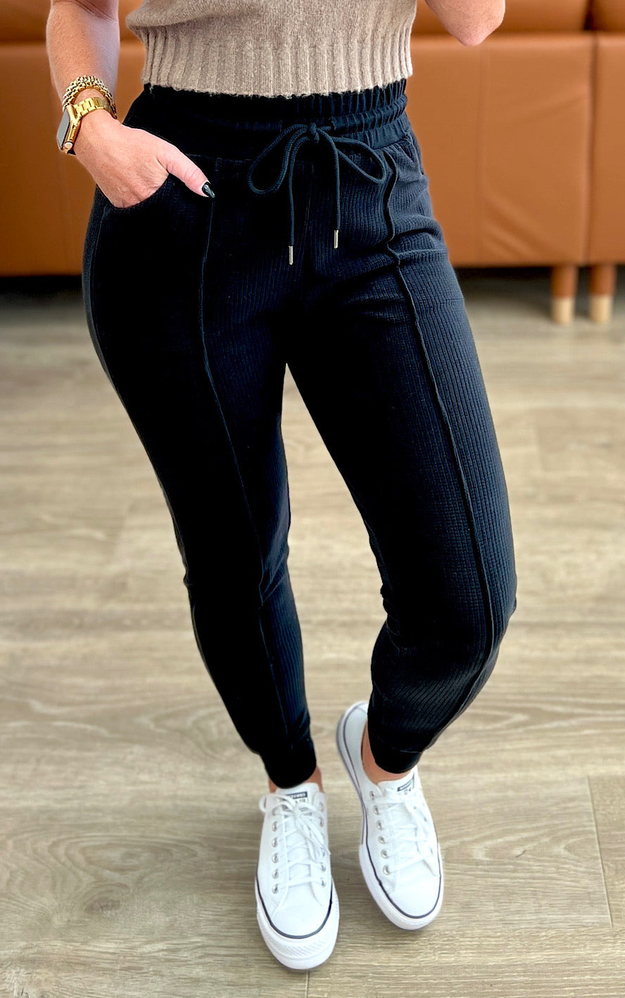 Easy To Style Black Joggers, SM-3X