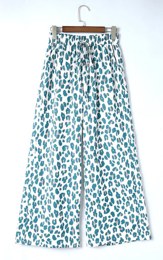 Coastal Comfort Leopard Print Wide Leg Pants