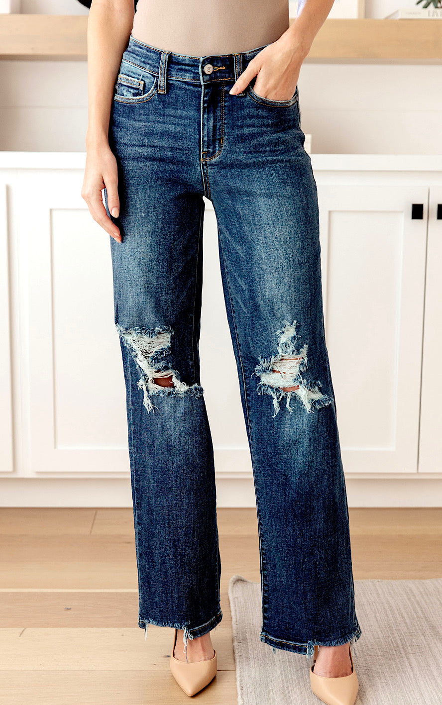 RESTOCKED! Casual Perfection Dark Wash Straight Leg Jeans by Judy Blue 0-24W