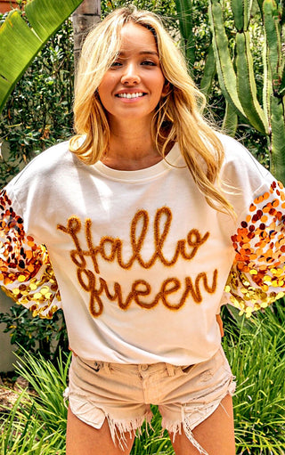 HalloQueen Black Sequin Halloween Top