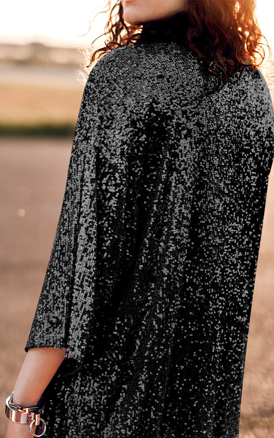 Sparkling Sensation Sequin Duster Cardigan, BLACK & BEIGE