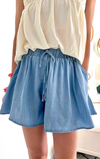 Southern Belle Chambray Denim Shorts