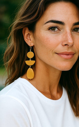 Fun In The Sun Caramel Wooden Earrings