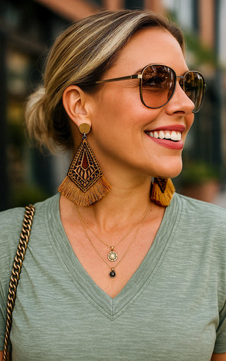 Light As A Feather Brown Wooden Earrings
