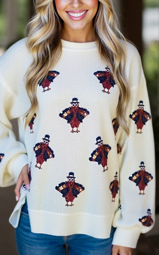 Twinkle Turkey Sequin Knit Top