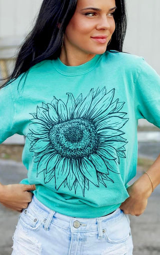 Flower Power Seafoam Comfort Colors Tee