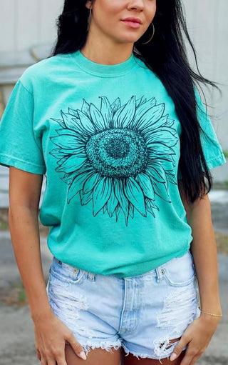 Flower Power Seafoam Comfort Colors Tee
