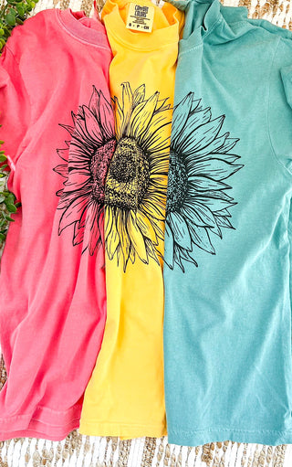 Flower Power Citrus Yellow Comfort Colors Tee