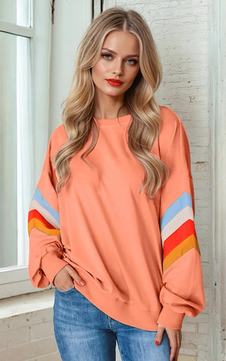 Simple Sophistication Striped Sleeve Sweatshirt