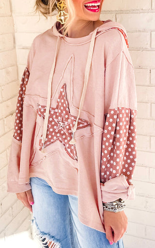 Pretty Patchwork Star Hoodie, THREE COLORS!