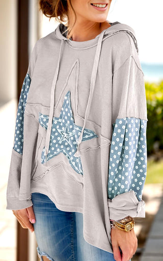 Pretty Patchwork Star Hoodie, THREE COLORS!