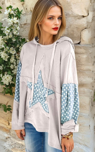 Pretty Patchwork Star Hoodie, THREE COLORS!