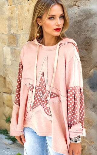 Pretty Patchwork Star Hoodie, THREE COLORS!