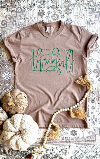 Thankful Script Puff Print Tee, THREE COLORS!