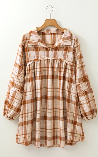 Hayride Honey Caramel Plaid Dress