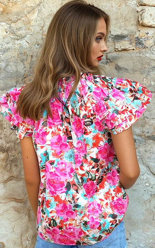 Parisian Petals Pink Floral Top