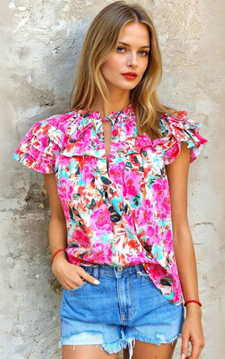 Parisian Petals Pink Floral Top