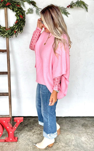 Cozy Embrace Pink Poncho Sweater