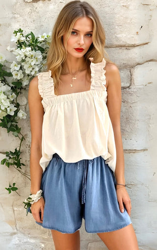 Southern Belle Chambray Denim Shorts