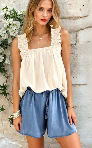 Southern Belle Chambray Denim Shorts