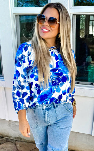 Spring Awakening Blue Floral Top
