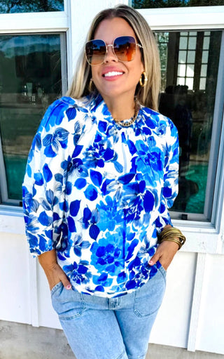 Spring Awakening Blue Floral Top