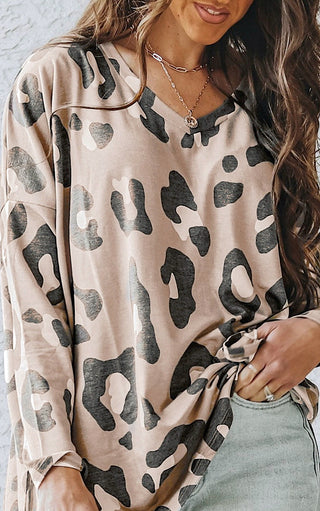 Neutral Allure Leopard Print Top