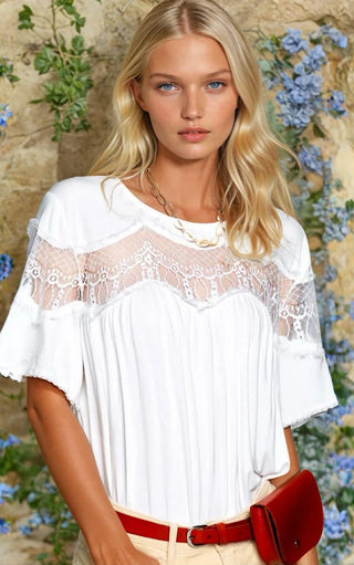 In My Dreams White Lace Top, SMALL & LRG