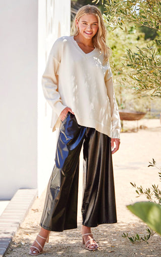 Easy Street Faux Leather Wide Leg Pants