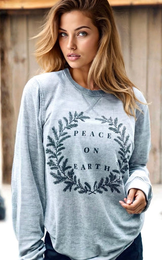 Peace On Earth Luxe Grey Waffle Knit