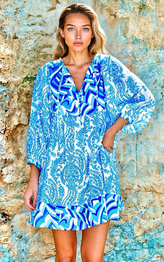 Summer Song Blue Floral Dress