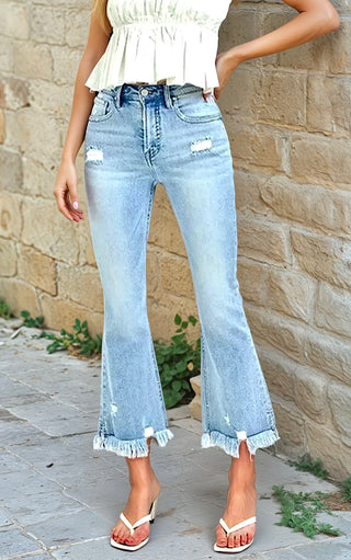 Summer Daze Cropped Flare Jeans by RISEN