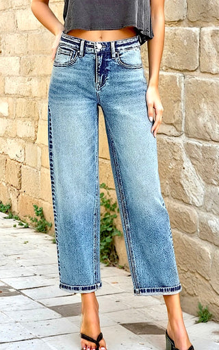 Southern Summer Cropped Boyfriend Jeans by RISEN