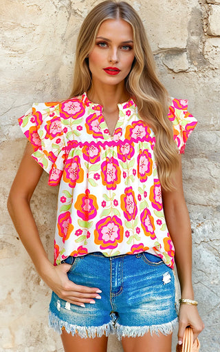 Front Porch Fancy Floral Ric Rac Trim Top