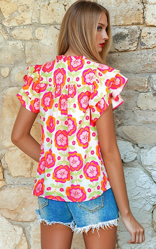 Front Porch Fancy Floral Ric Rac Trim Top