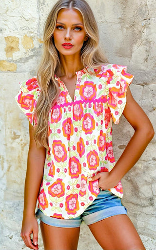 Front Porch Fancy Floral Ric Rac Trim Top