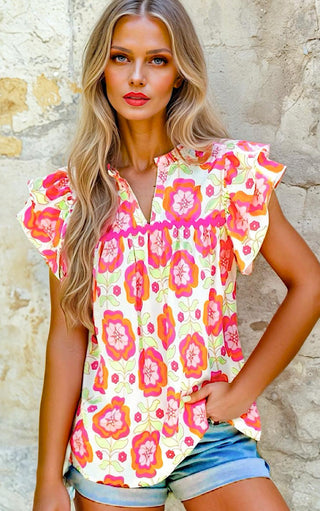 Front Porch Fancy Floral Ric Rac Trim Top