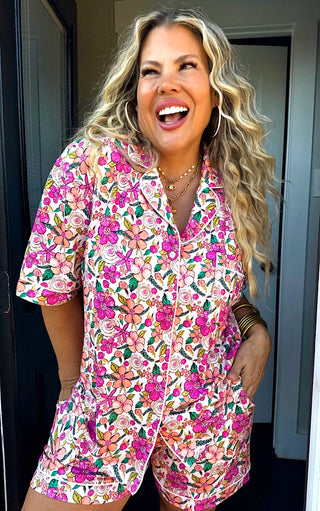 Summer Blossoms Pajamas Lounge Set