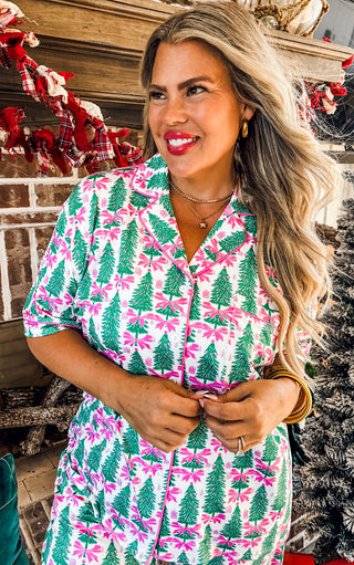Blushing Pines Christmas Pajamas Lounge Set, XS-3X