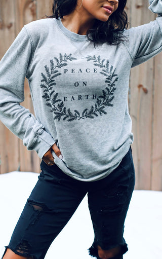Peace On Earth Luxe Grey Waffle Knit