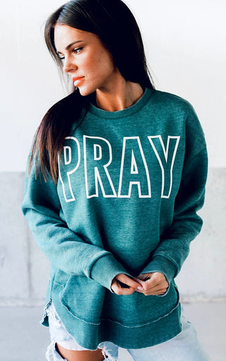 RESTOCKED! PRAY Emerald Green Vintage Fleece