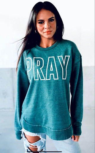 RESTOCKED! PRAY Emerald Green Vintage Fleece