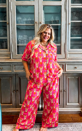 Sweet Dreams Coral Zebra Pajamas Lounge Set