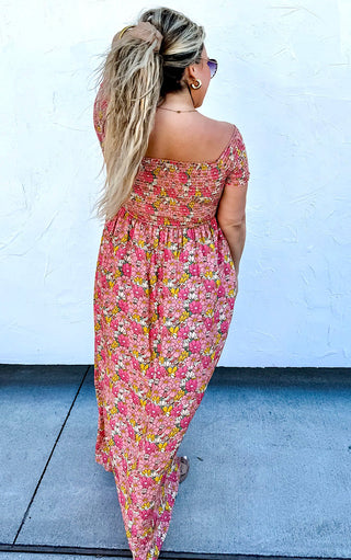 Sweet Intentions Pink Floral Smocked Dress, XS & SM