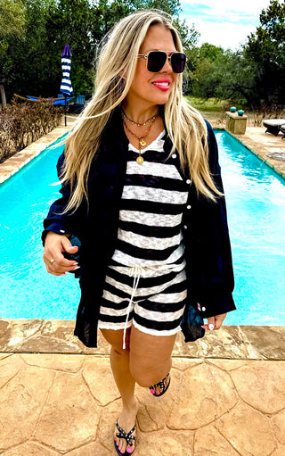 Santorini Sunset Black Coverup Shirt
